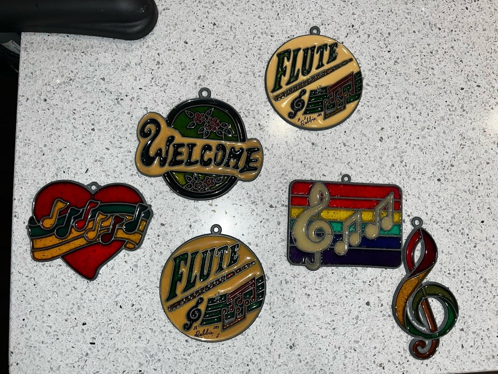 Vintage Music Suncatcher Flute Rainbow Welcome Tree Ornament Lot Heart