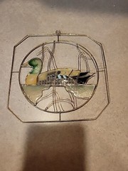 Vintage Suncatcher Capiz Shell Duck In Pond