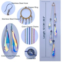Rainbow Crystal Teardrop Suncatcher 20.5″ Home Garden Decor
