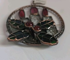 NEW Stained Glass Christmas Holiday Ornament Sun Catcher Cardinal & Candles