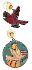 Red Cardinal White Bird Suncatcher Lot VTG Faux Stained Glass Hanging Ornament