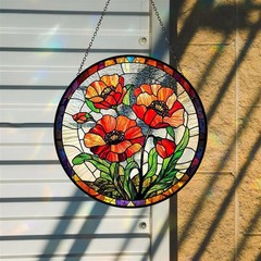 Poppy Flowers Suncatcher, Acrylic Suncatcher Plant Home Decor, Unique