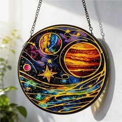 Stained Glass Sun Catcher Planet Decor for Windows Unique Gardening Gifts