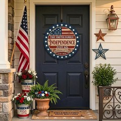 USA Independence Day Print Wall Sign with Rope