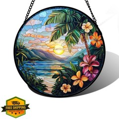 DASTOLL Stained Glass Blue 9.8in Suncatcher