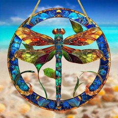 Colorful Dragonfly Disc Acrylic Pendant Window Decoration Suncatcher Pendant