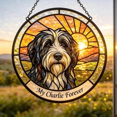 Custom Dog Portrait Stained Glass Suncatcher