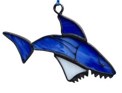 Stained Glass Shark Suncatcher Ocean Beach Home Decor Handcrafted