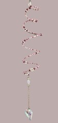 Valentine Inspired Swirl Beaded Suncatcher with Crystal Heart Dangle