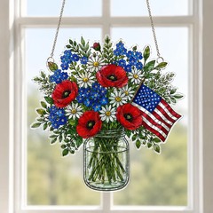 Patriotic American Flag Acrylic Suncatcher Window Decor