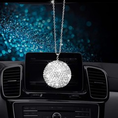 Bling Crystal Ball Car Rear View Mirror, Rhinestone Home Decor Ornament, Crys…