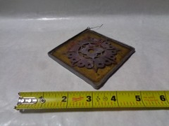 Vintage Glass Sun Catcher Window Ornament 4” Square