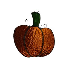 Stained Glass Pumpkin Sun Catcher Handmade Amber Glass Fall Autumn Window Decor