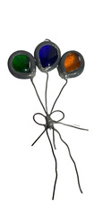 2 Vintage Leaded Stained Glass Hanging Balloons Suncatchers Multicolor
