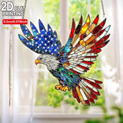 -2D Flat Acrylic Patriotic Eagle Textured Suncatcher Window Decor