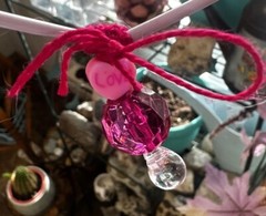 Pink & White Valentines Heart Beaded Suncatcher Wall art or Window Charm Decor