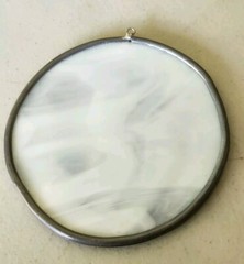 JOHN EVANS Cat / Kitten Signed SUN CATCHER Stain Glass Lead Frame
