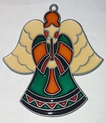 Vintage Stained Glass Angel Suncatcher Metal Frame 80s