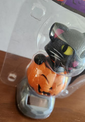 Solar Dancing Black Cat Pumpkin Halloween Holiday Winter Bobble Head Tail Moves