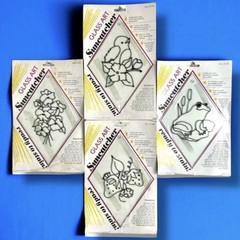 Vintage Glass Art Suncatchers Ready To Stain Frog Bird Nature PDL Industries 9”