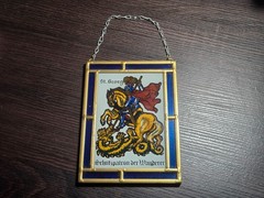 Vintage 1982 St George Dragon German Glass Suncatcher Wanderung Markt Wald Hangi