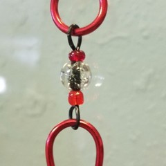 Handmade Red Gothic Style Cross Suncatcher Dripping In Black Beads