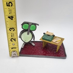 Vintage Stained Glass & Metal Sculpture of Owl 1975 Business Card Holder?