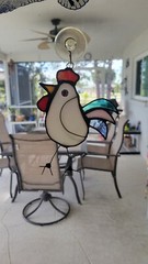 Stained Glass ROOSTER catcher or ornament 6 x 4 inch