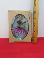 242. AMIA Studios Fine Art in Decorative Glass Suncatcher Butterfly on a Flower