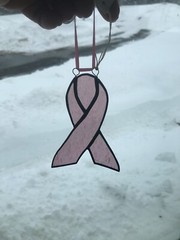 Stained Glass Breast Cancer Ribbon Suncatcher