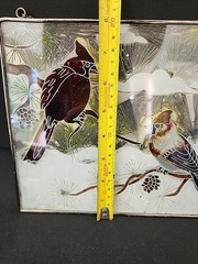 Stained Glass Suncatcher Lead Frame Window Art Birds Cardinals Male Female Paint