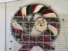 Vintage Stained Glass Santa And Reindeer Window Ornament Hanging Suncatcher LG