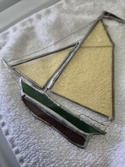 Sailboat Stained Glass Suncatcher Multi Colored With Hook