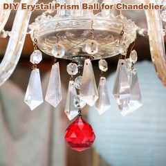 12-Pack Crystal Ball Prisms, 33.5mm/1.32 Inch Pendant Hanging [Red]