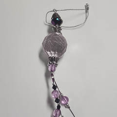 Plastic Sun Catcher Charm Ornament Purple Beaded