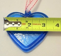 Vintage Blue Suncatcher Medallion Pressed Art Glass Hearts 3.5 ” Home Decor Gift