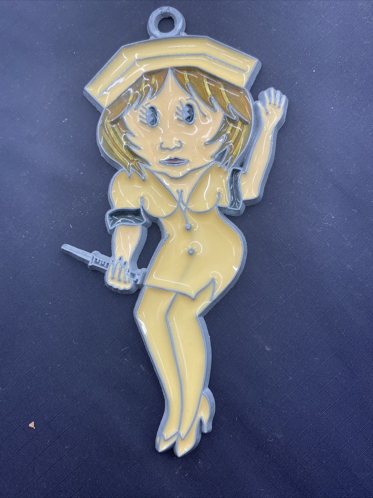 Sexy Nurse With Needle Syringe Stained Glass Style Sun Catcher Ornament RN LPN