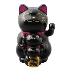 Solar Powered Waving Lucky Cat Maneki Neko – Feng Shui Wealth Decor 7.7×7.7×11.4