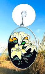 Rafaelian faux stained glass Suncatcher ornament Lily flowers Suction Cup Hook