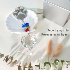 Pet Memorial Crystal Suncatcher for Dogs Cats Rainbow Bridge Heart Shape