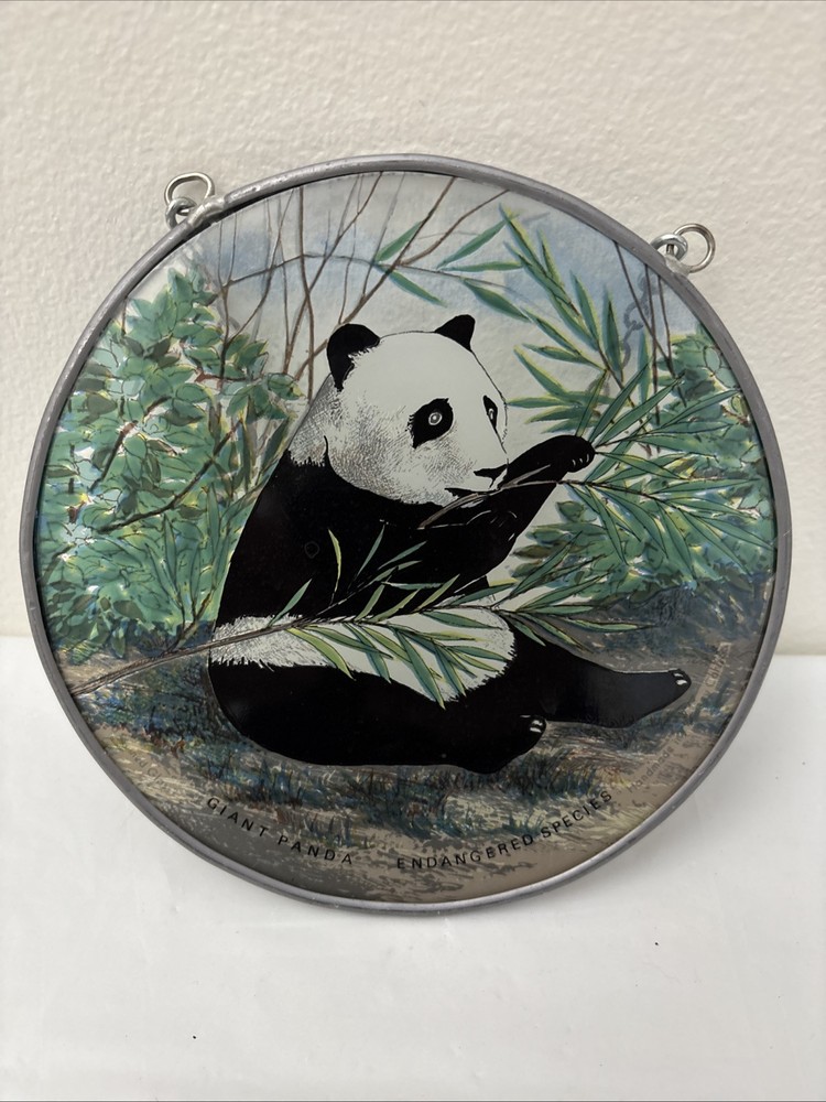 Suncatcher Panda Bear Eating Bamboo Window Decoration