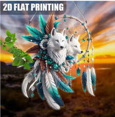 SUNCATCHER-Wolf Dreamcatcher, Colorful Acrylic Window Hanging Decor, All-Season