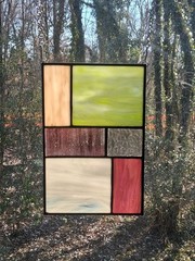 Real Stained Glass MISTY FOREST Suncatcher, Ready to Hang, Not Plastic, 6.5X9.5