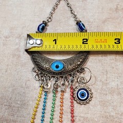 Large Evil Eye Suncatcher Beautiful Metal Glass Wings Rainbow Chains Crystals