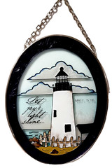 Stained Glass Lighthouse Suncatcher “Let Your Light Shine” Matthew 5:16 7×5 1/2″