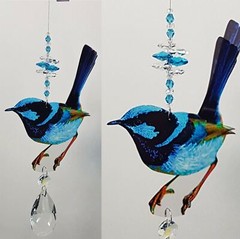 Blue Fairy Wren Crystal Suncatcher gift bird rainbow sun catcher suncatchers