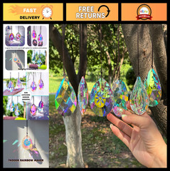 6Pcs Crystal Sun Catcher Prisms – AB Colored Hanging Suncatchers for Windows, Ra