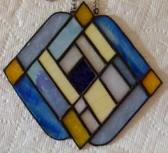 Handmade Hanging Stained Blue & Yellow Suncatcher Sun Catcher 20 pieces 6.5″