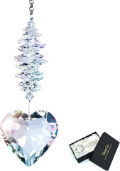 45Mm Clear Glass Heart Crystal Ball Prism Pendant, Suncatcher for Windows, Outdo