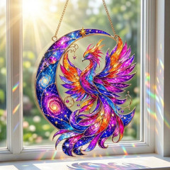 Phoenix Acrylic Suncatcher Celestial Bird Galaxy Moon Window Decor Gift